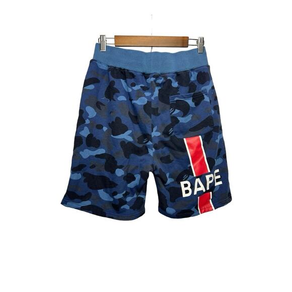 A Bathing Ape Bape X PSG Paris Saint Germain Camo Sweat Shorts Blue Large - Picture 2 of 9